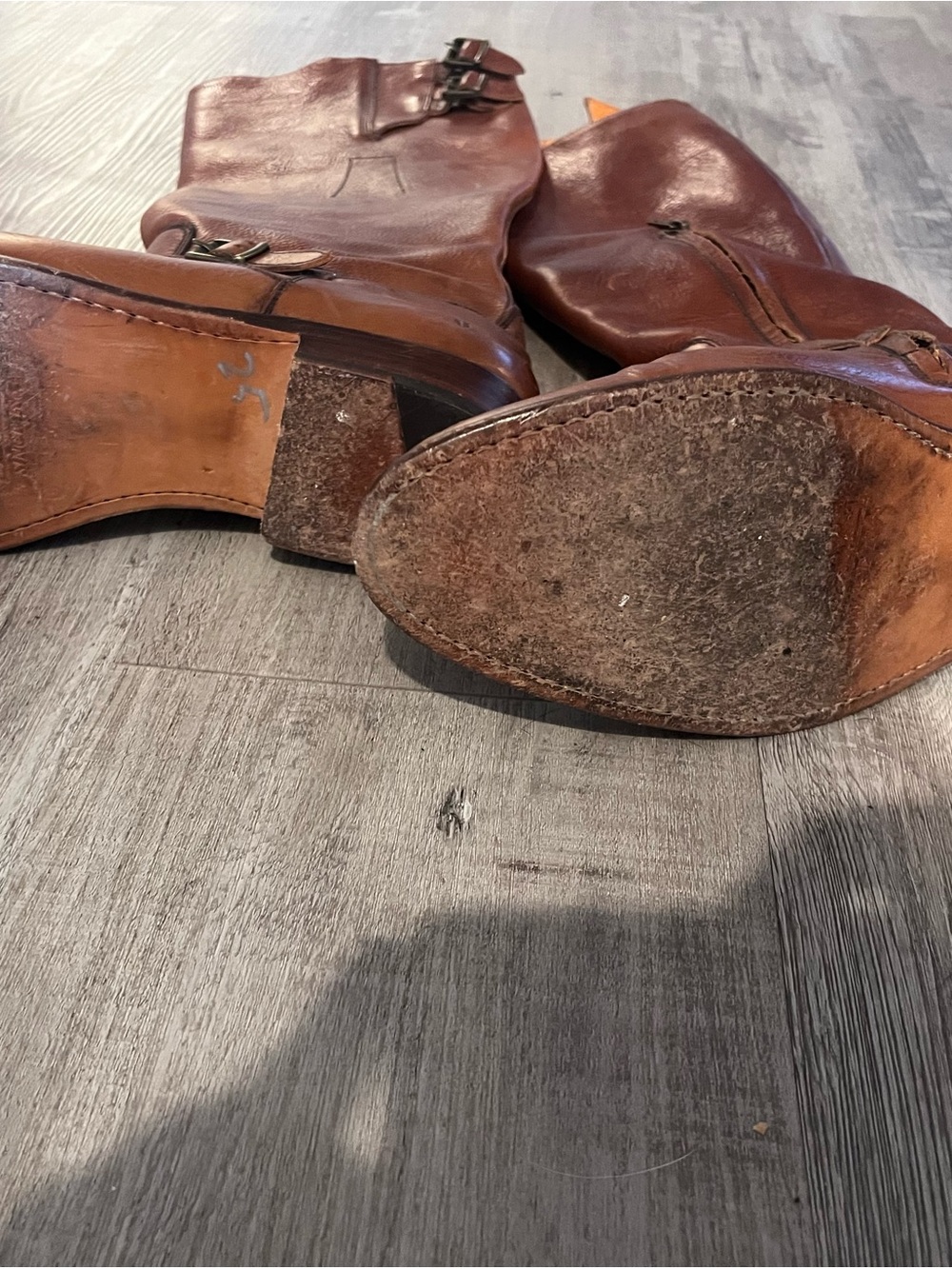 Vintage FRYE Dorado Tall Riding Boots Brown Leather Size 9 Made in Spain - Picture 6 of 6